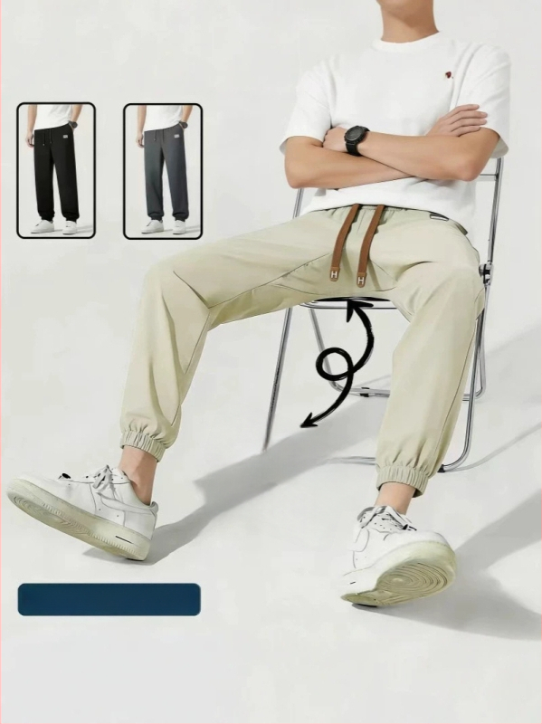 Pantaloni bărbați din Ice Silk, mărime mare, uscare rapidă, vară, stil casual sport, lungi 8190