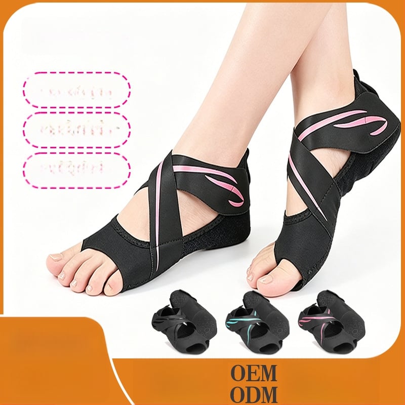 Pantofi pentru yoga pentru femei, cu deget deschis, talpă antiderapantă interioară, curea reglabilă, potriviți pentru Pilates, pantofi de dans din silicon cu lățime mărită