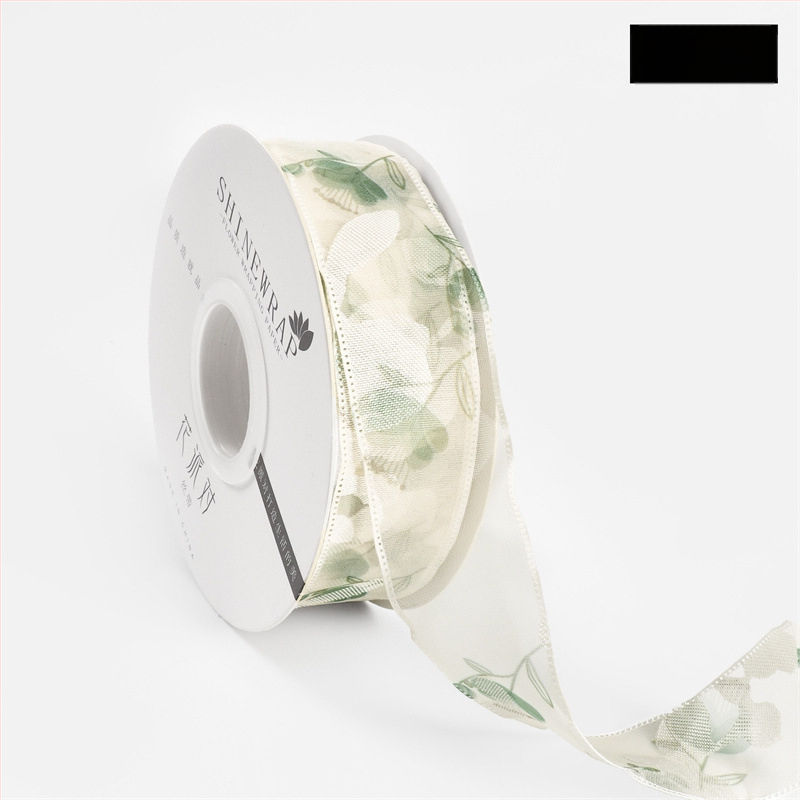 panglică decorativă din poliester pentru împachetarea buchetelor – panglică cu model floral, de înaltă calitate