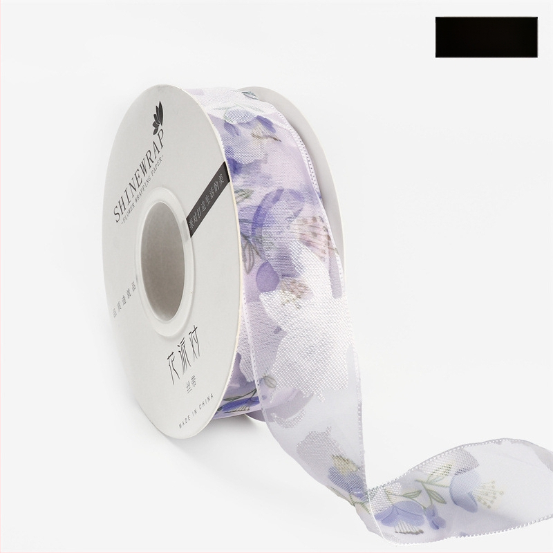 panglică decorativă din poliester pentru împachetarea buchetelor – panglică cu model floral, de înaltă calitate