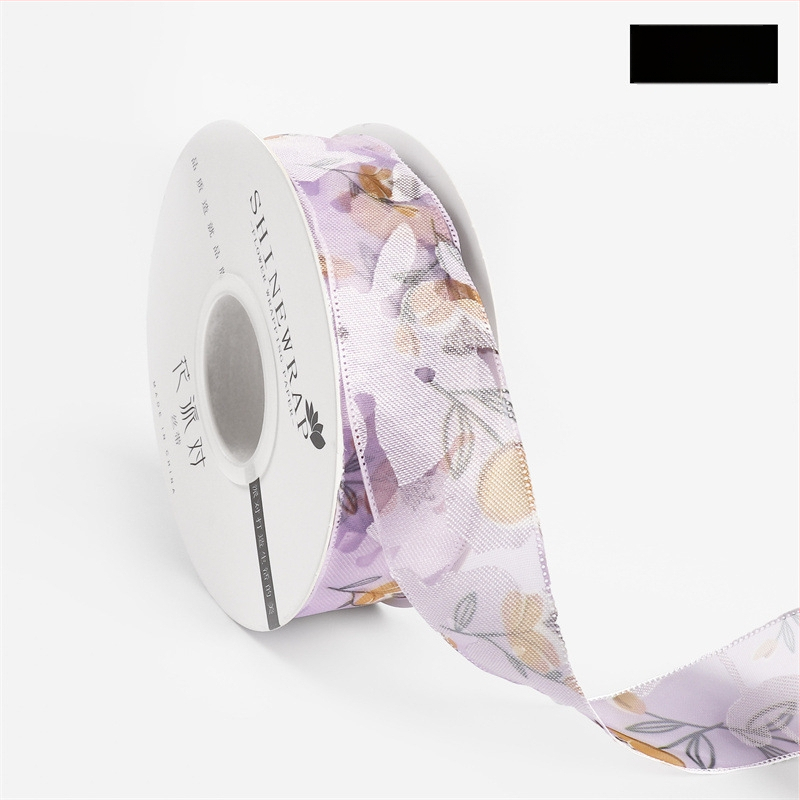 panglică decorativă din poliester pentru împachetarea buchetelor – panglică cu model floral, de înaltă calitate