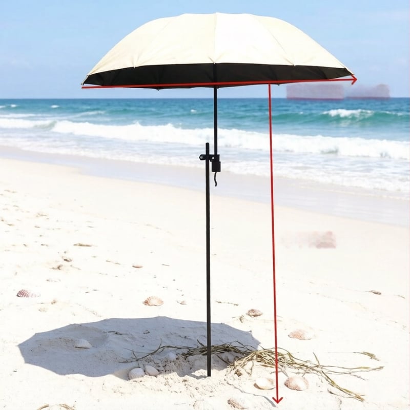 Umbrelă de plajă mare, 125 cm, cu știft de fixare în pământ, umbrelă de pescuit, umbrelă de soare portabilă pentru plajă, pentru joacă în nisip și apă