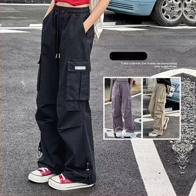 Pantaloni largi pentru fetițe mai mari, țesătură Ice Silk, stil casual, primăvară-vară 2024