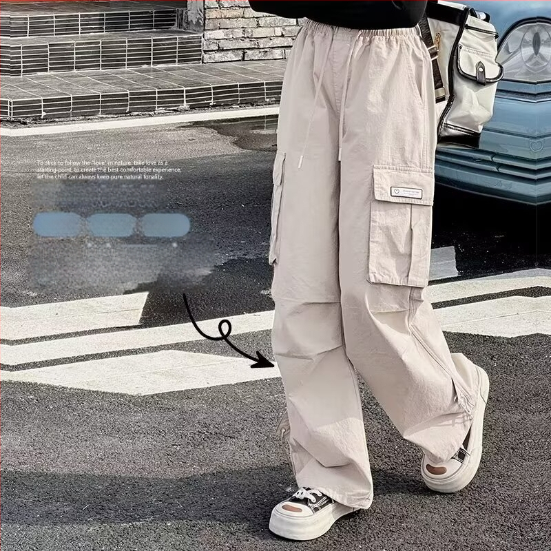 Pantaloni largi pentru fetițe mai mari, țesătură Ice Silk, stil casual, primăvară-vară 2024