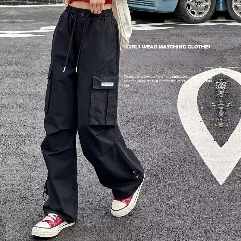 Pantaloni largi pentru fetițe mai mari, țesătură Ice Silk, stil casual, primăvară-vară 2024