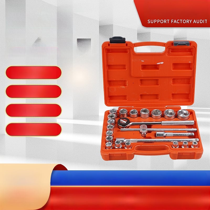 Set auto de 22 piese cu chei cu soclu și cutie de scule