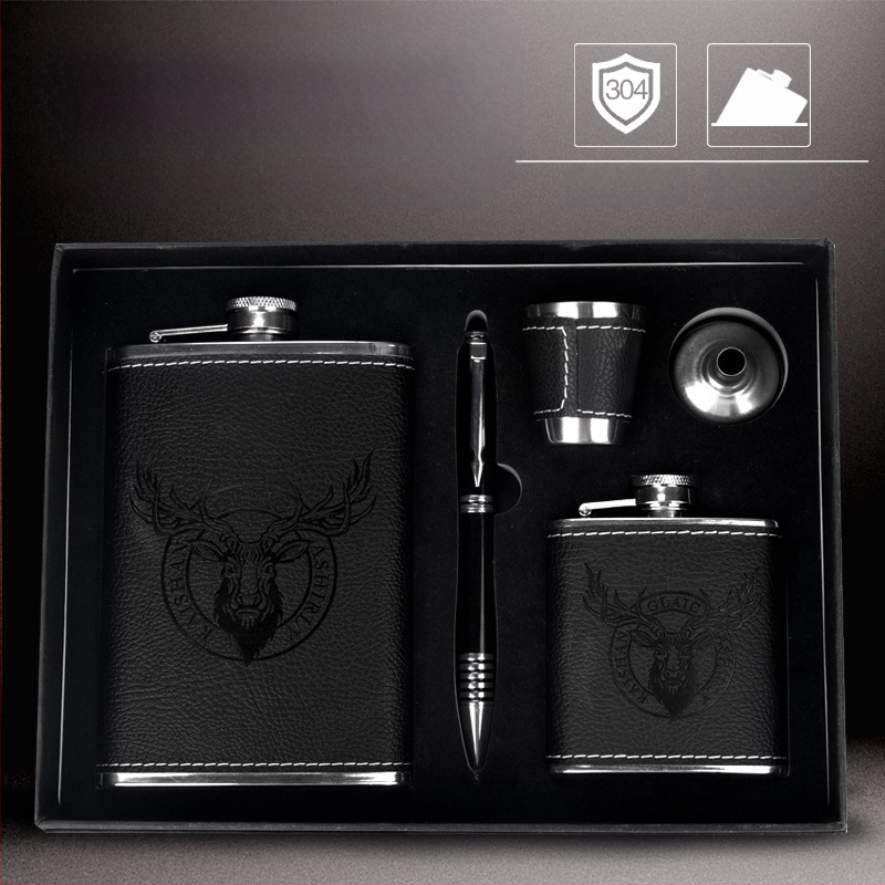 Set de hip-flasks din oțel inoxidabil 304, portabile pentru exterior, design îngroșat, sticle plate compacte