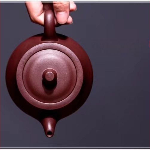Ceainic autentic Yixing din lut mov, pictat manual, design curbat, set Gongfu în cutie cadou