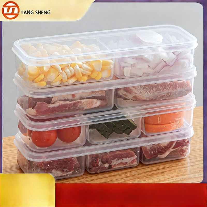 Cutie de depozitare pentru frigider, cu trei compartimente înguste, pentru păstrarea alimentelor proaspete și congelate