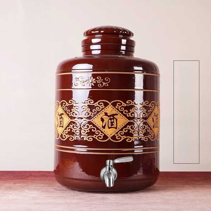 Sticlă ceramică pentru infuzie de vin cu robinet, ceramică îngroșată, sigilată pentru uz casnic, infuzie de ginseng