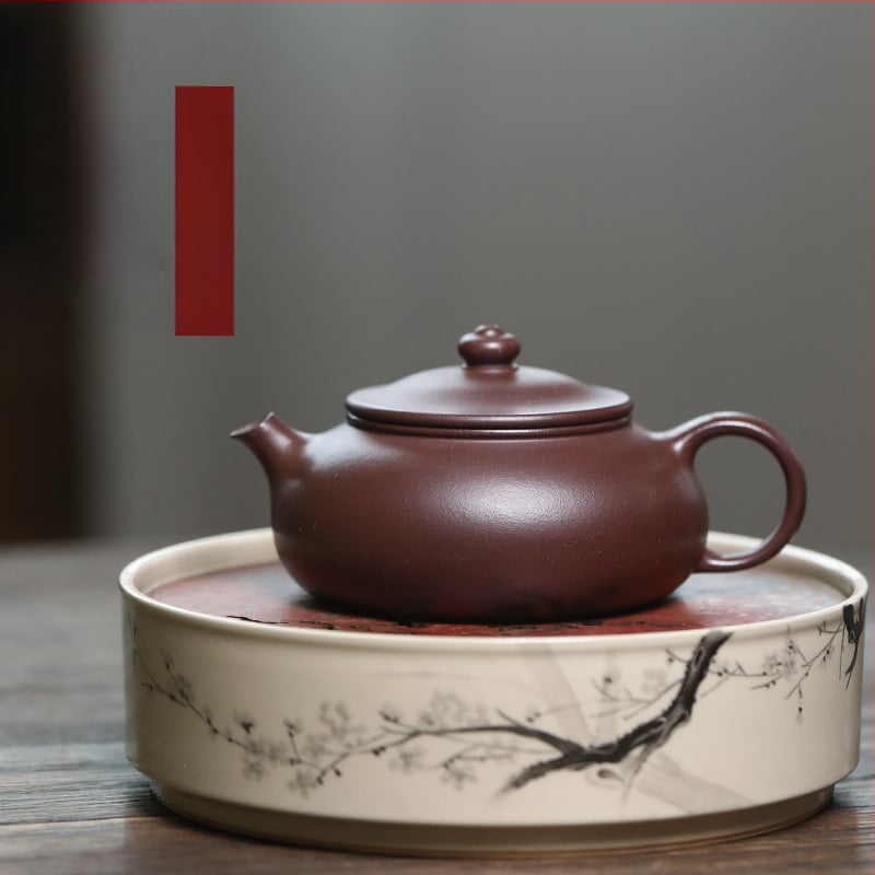 Ceainic Yixing Zisha, lut mov original, Hanjiang, manufactură manuală, vesela de ceai pentru literati, set cadou de ceai