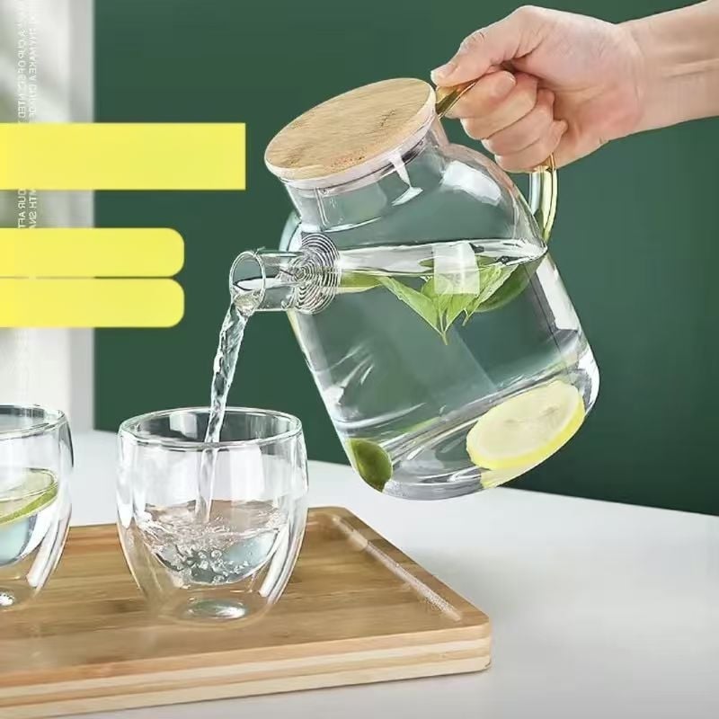 Ceainic din sticlă borosilicată rezistentă pentru plita electrică din ceramică, cană de suc cu capacitate mare, transparent, design modern.