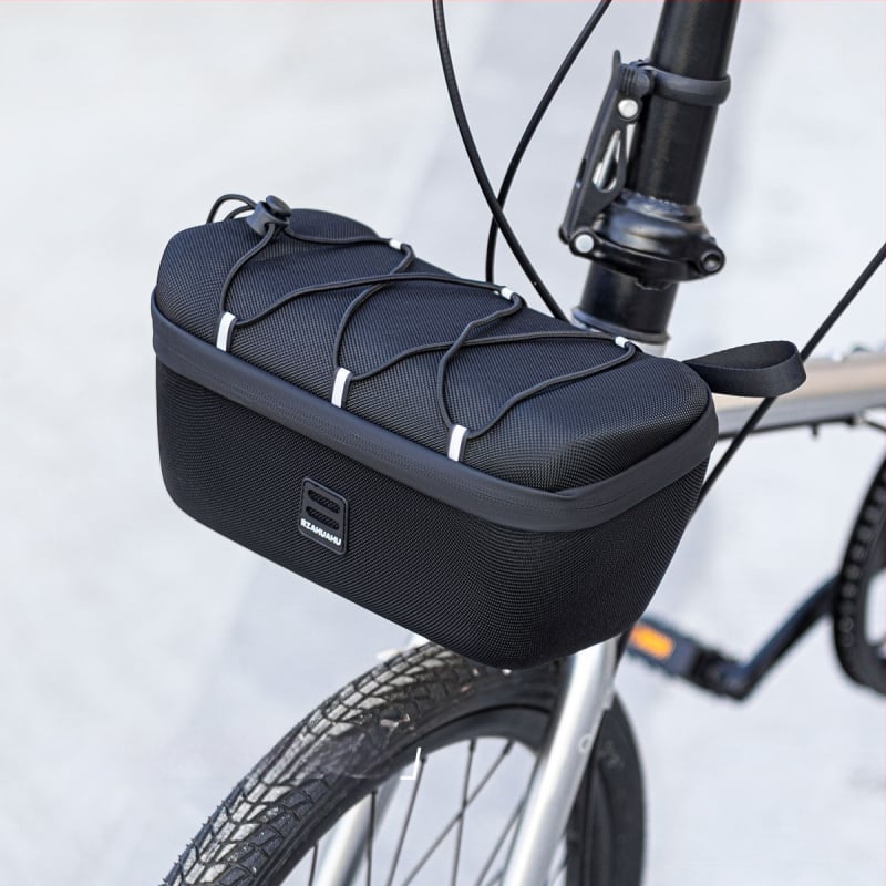 Geantă frontală pentru bicicletă pliabilă, cu husă rigidă pentru ghidon, Pig Nose Bag montată în față