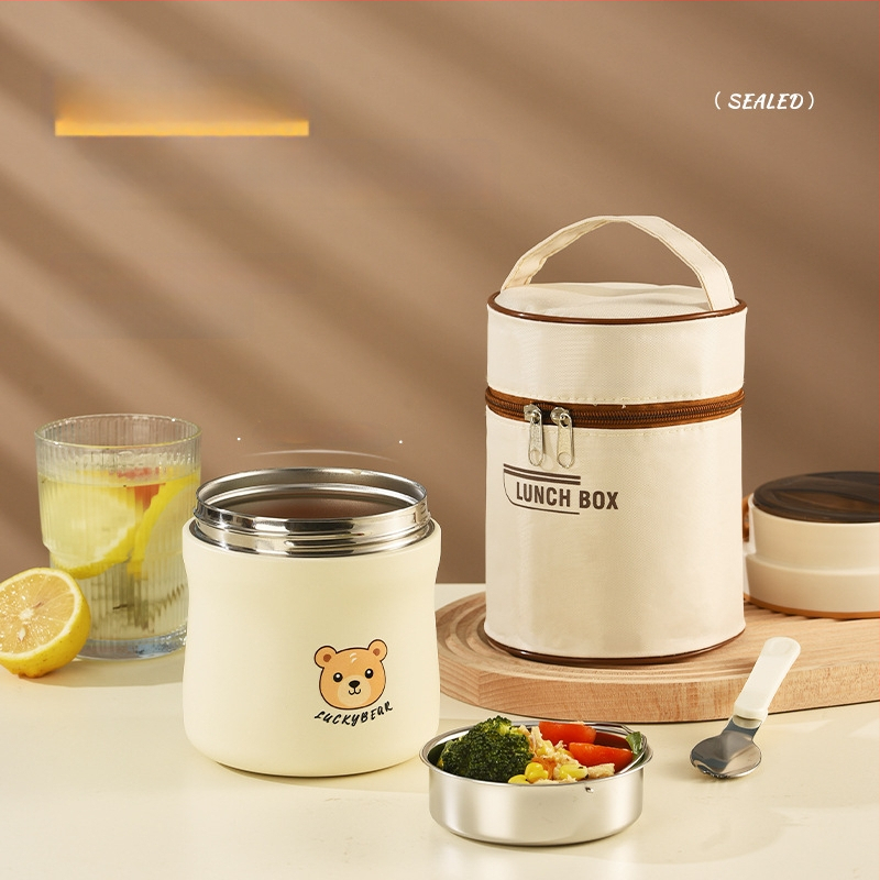 Cutie de prânz din oțel inoxidabil 304, în formă de urs, izolație termică, capacitate mare pentru birou, cutie de prânz portabil cu design desen animat