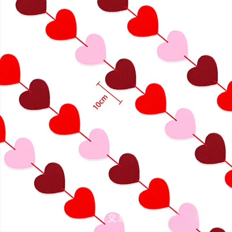 Ghirlandă de inimioare din fetru pentru Ziua Îndrăgostiților – ILOVEYOU, decor pentru camera de nuntă