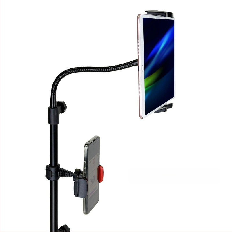 Suport pentru telefon fără mâini cu trepied multifunctional pentru fotografie și streaming, clemă pentru tabletă