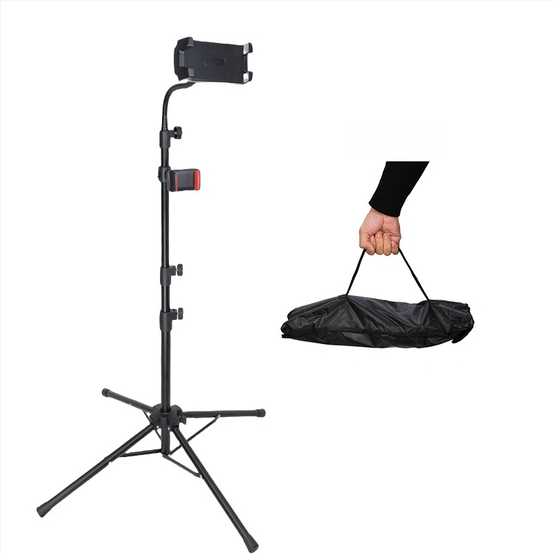 Suport pentru telefon fără mâini cu trepied multifunctional pentru fotografie și streaming, clemă pentru tabletă