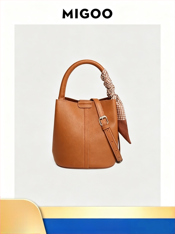 Geantă bucket cu eșarfă de mătase pentru femei, vară, capacitate mare, versatilă, set de poșetă de mână și crossbody