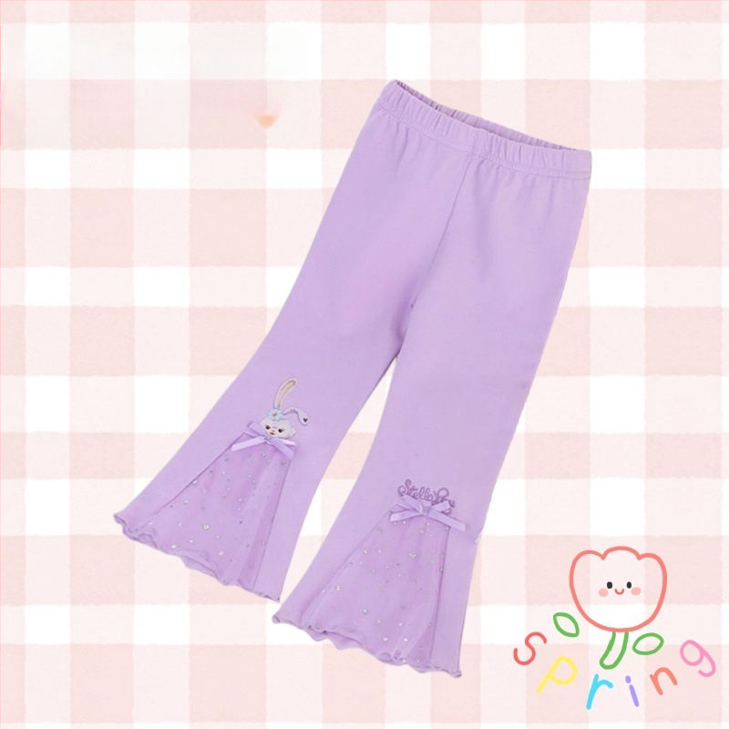 Pantaloni evazați pentru fetițe cu imprimeu de prințesă și plasă fină, casual, lungi
