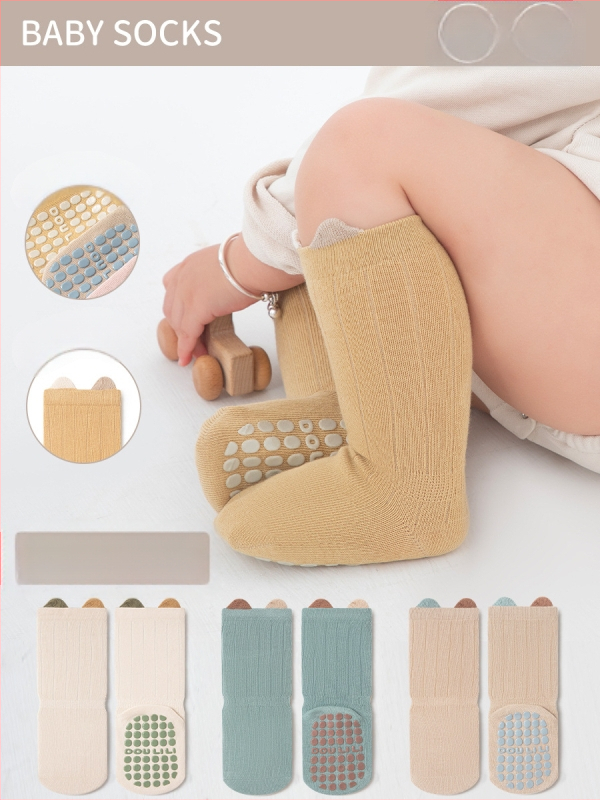 Șosete pentru copii din bumbac, lungime medie, pentru primăvară–toamnă, unisex, respirante și absorbante de transpirație, tricot jacquard.