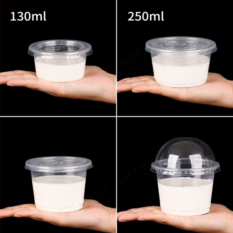 Cupă de plastic de unică folosință pentru budincă cu lapte cu strat dublu, potrivită pentru jeleu, gelatină și ambalare iaurt