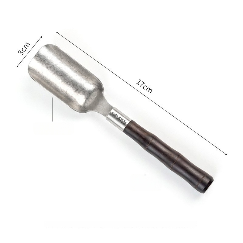 Set ceremonial din titan pur cu cristal: lingură de ceai din titan, lingură de amestecare, clește titan antiaderent, tavă de ceai, lemn de abanos, set de șase piese