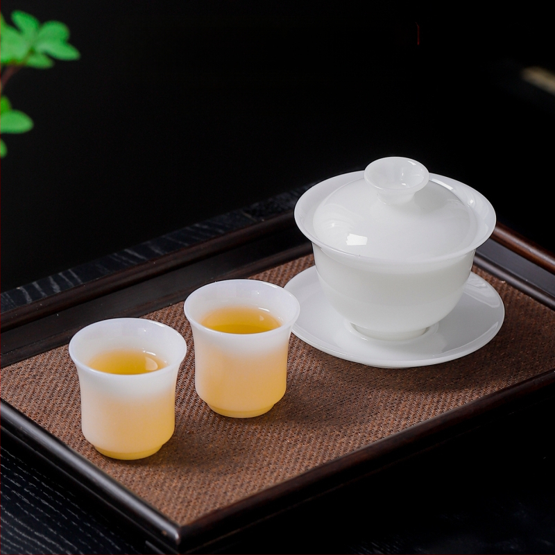 Set de ceai din porțelan premium cu gaiwan și gong dao bei, logo personalizat