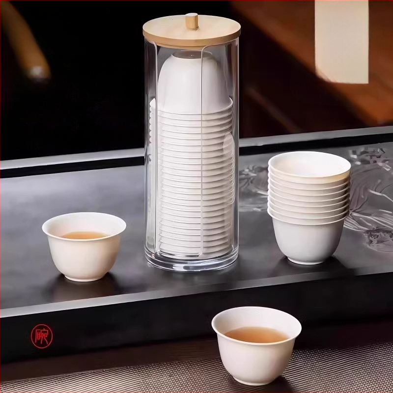 Ceai Kung Fu de unică folosință, material din husk de orez, ceșcuță mică cu capac, set compact de ceai pentru o singură persoană