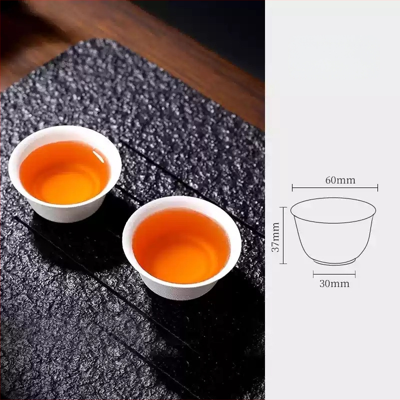Ceai Kung Fu de unică folosință, material din husk de orez, ceșcuță mică cu capac, set compact de ceai pentru o singură persoană