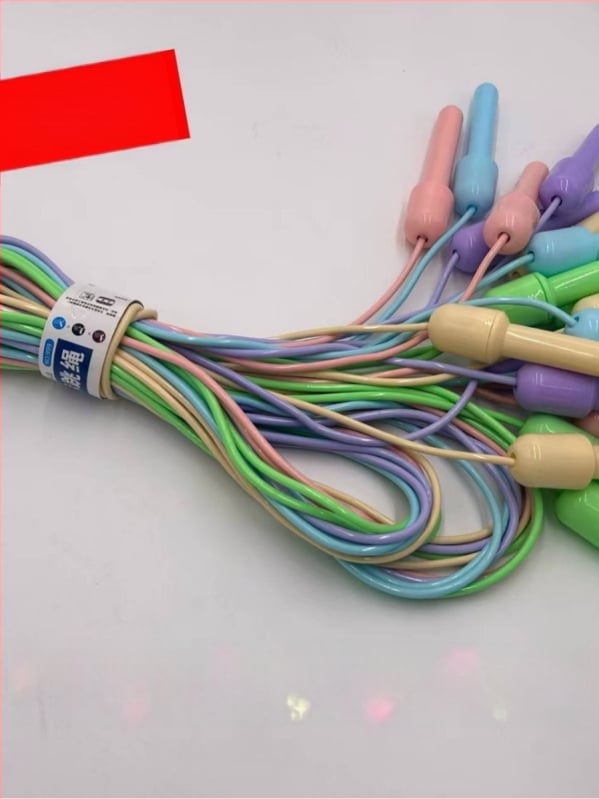 Sfoară de sărit cu PVC colorată macaron, reglabilă, pentru elevi din ciclul primar și gimnazial