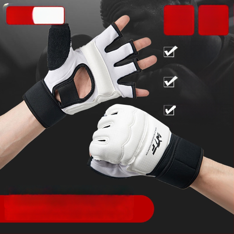 Mănuși de box cu protecție pentru mâini și picioare, pentru karate și taekwondo, cu degete parțial acoperite, pentru copii și adulți