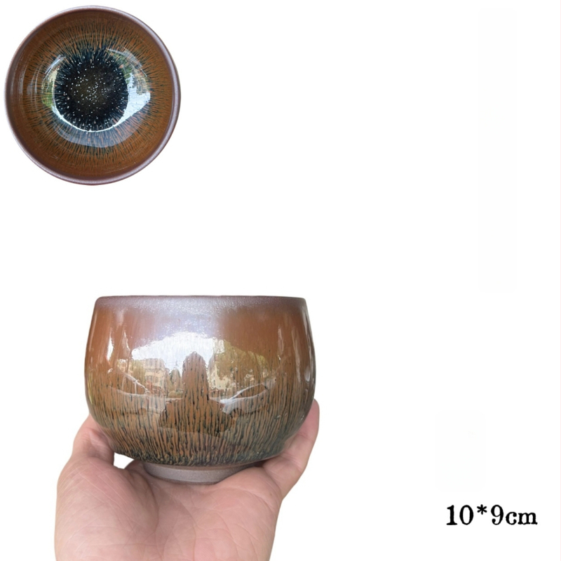 Ceașcă mare de ceai cu blană de iepure, ceramică lucrată manual, set Gongfu pentru ceai cu bol de spălat ceai