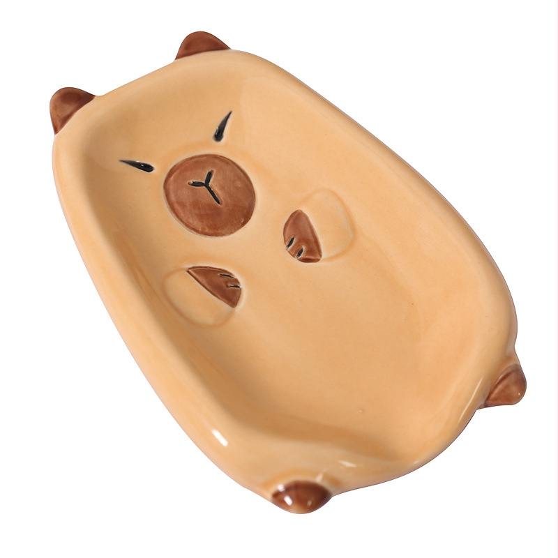 Săpunieră ceramică Capibara cu drenaj pentru baie