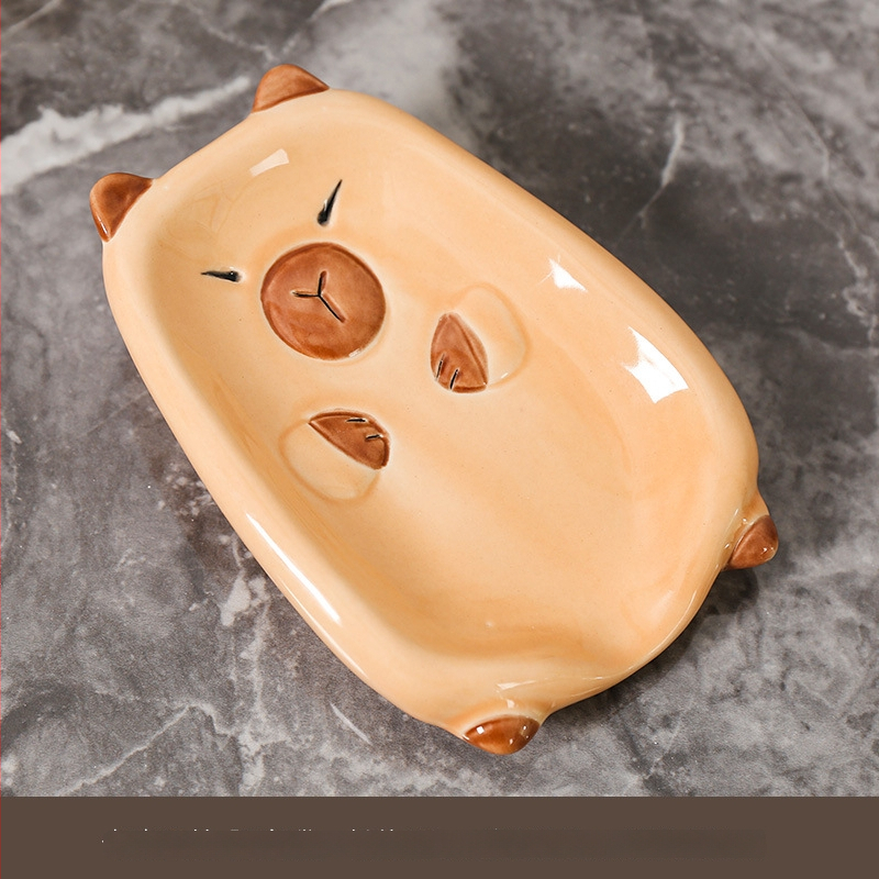 Săpunieră ceramică Capibara cu drenaj pentru baie