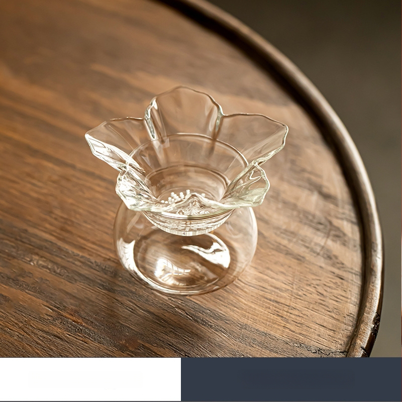 Set filtru ceai în formă de petala, din sticlă borosilicată rezistentă la căldură, filtru integrat pentru separarea ceaiului și apei, accesorii pentru ceai