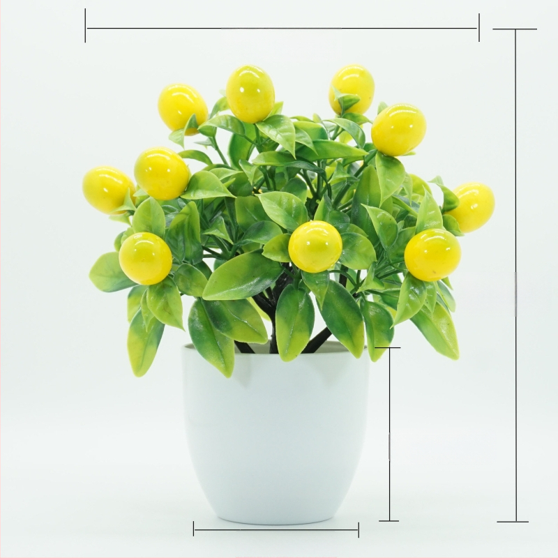 Arborele artificial de lămâie în ghiveci, decor pentru birou