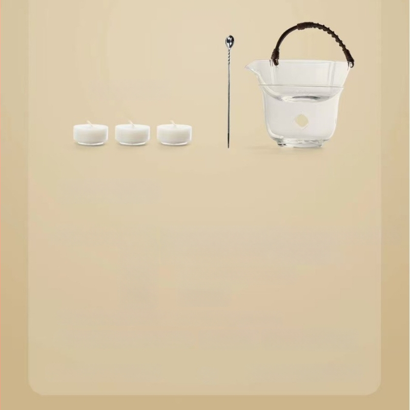 Set ceai din sticlă borosilicat de înaltă rezistență, în husă de transport, pentru spațiul de acasă, rezistent la căldură, lampă ambientală cu lumânare