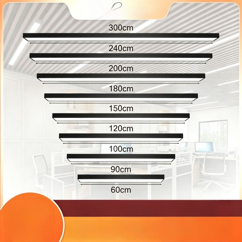 Lampă LED lungă pentru birou, stil industrial, panou dreptunghiular, 120 LED, 6000K alb rece, 120 cm, 220V, CRI 80–90, carcasă din aluminiu, fără reglaj, iluminează 5–10 m²