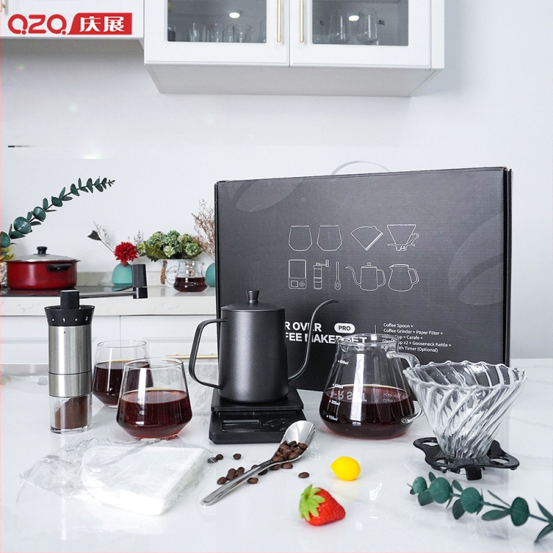 Rozsdamentes acélból készült elektromos otthoni kávészettel, ajándékdobozzal, kézi pour-over készlettel