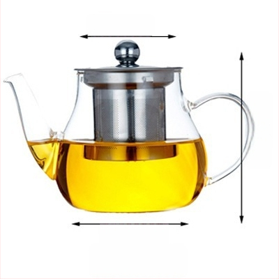 Ceainic din sticlă cu filtru din oțel inoxidabil, mâner lateral transparent, set de ceai pentru uz casnic cu separator de ceai și apă