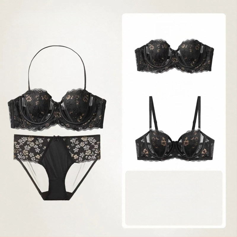 Sutien sexy în stil franțuzesc, dantelă brodată, respirabil, lift de sus, minimizator pentru sâni mari, cu arc moale