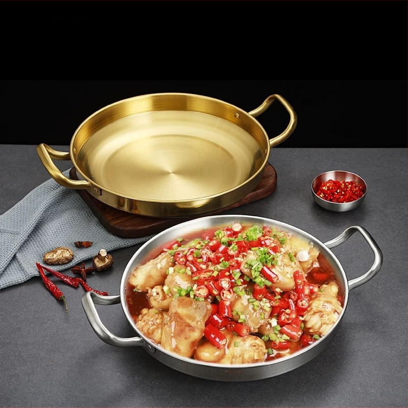 Rozsdamentes acél ramen fazék, koreai stílusú, egy személyes mini forró fazék, tengeri ételekhez leveshez