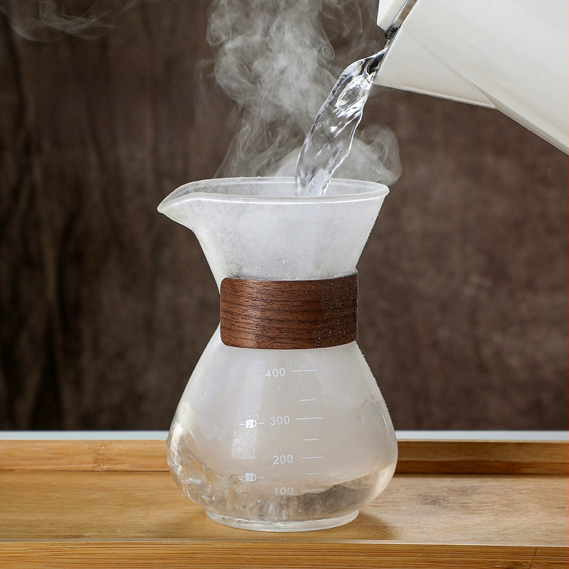 Üveg pour-over kávéfőző készlet szűrő pohárral