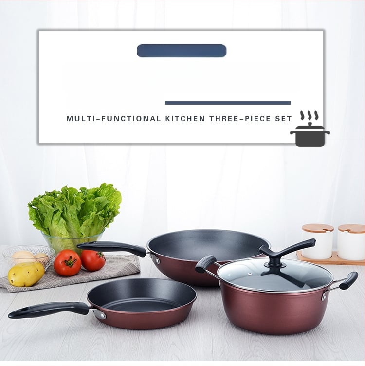 3-darabos rozsdamentes acélból készült wokkészlet: wok 32 cm, serpenyő 24 cm, fazék 24 cm üvegfedőkkel