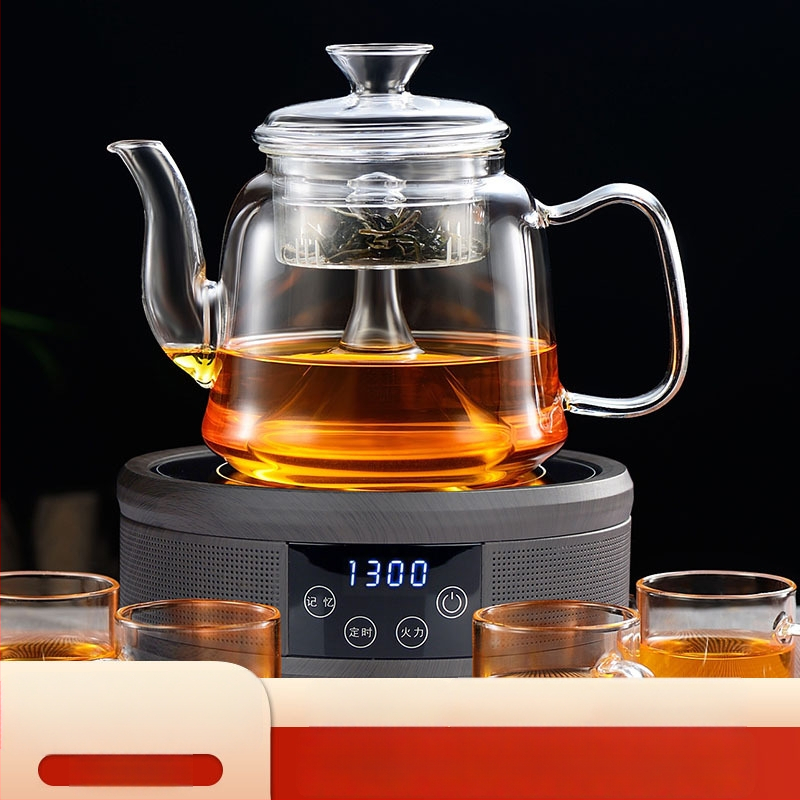 Ceainic din sticlă borosilicată pentru ceai de plante, capacitate mare, transparent, pentru încălzire pe plită ceramică electrică