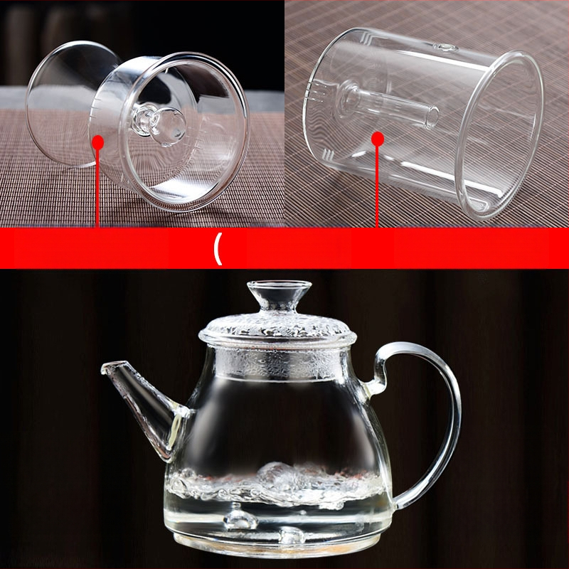 Ceainic din sticlă borosilicată pentru ceai de plante, capacitate mare, transparent, pentru încălzire pe plită ceramică electrică