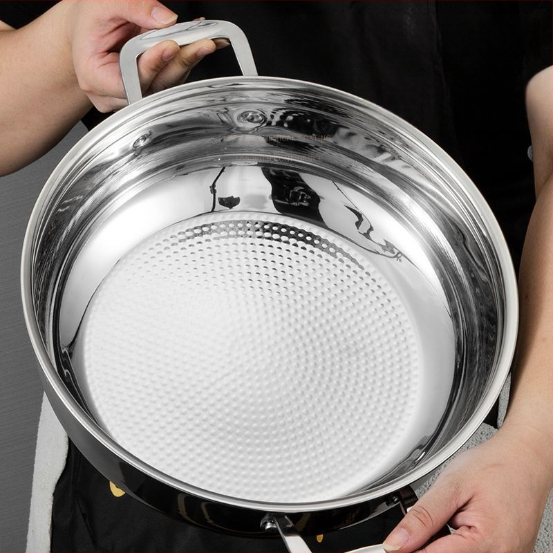 Otthoni használatra tervezett vastag rozsdamentes acél hot pot, leveses fazék, gáz- és indukciós főzőlaphoz, tapadásmentes, shabu-shabu fazék