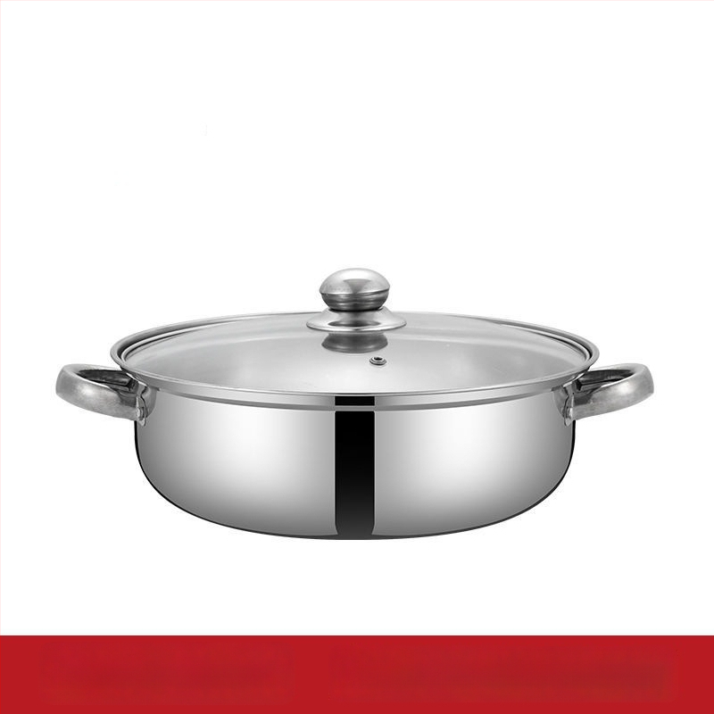 Rozsdamentes acél gőzölő 28 cm, megvastított kétszintes gőzölőedény, multifunkcionális fazék levesekhez és hot pot-hoz, indukciós tűzhelyhez kompatibilis, üvegfedő