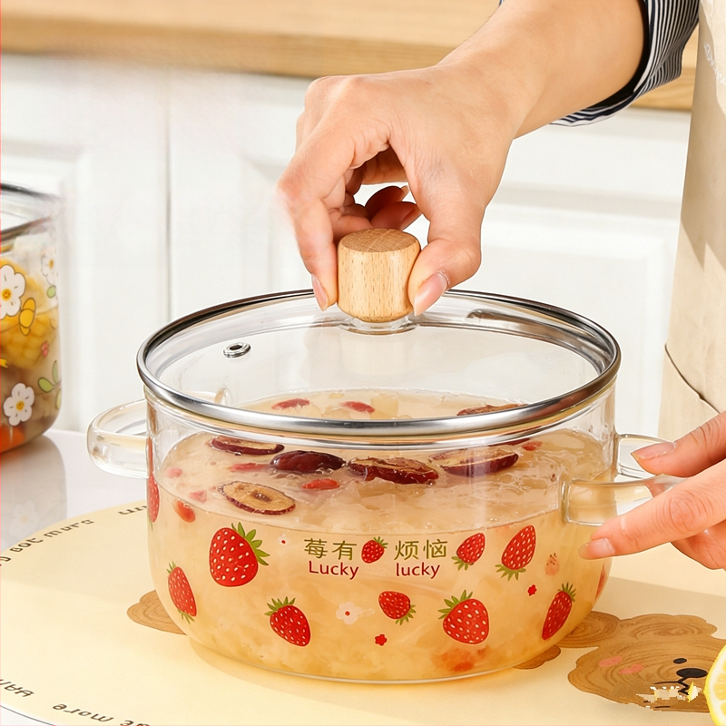 Boroszilikát üveg leveses fazék, 3600 ml, ultranagy kapacitás, magas hőmérséklet-állóság, nyílt lánghoz alkalmas, otthoni használatra, egyszerű dizájn