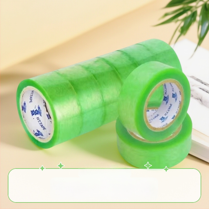 Bandă de ambalare transparentă verde, rolă mare, lățime 5,5 cm, pentru sigilare și ambalare.